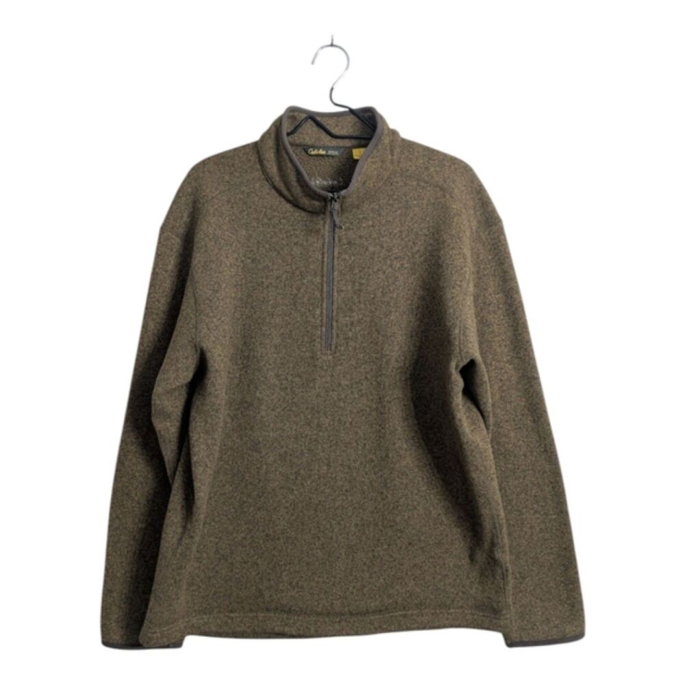Cabela's Men's Brown 1/4 Zip Mock Neck Pullover Sweater Fall Winter Outdoors L